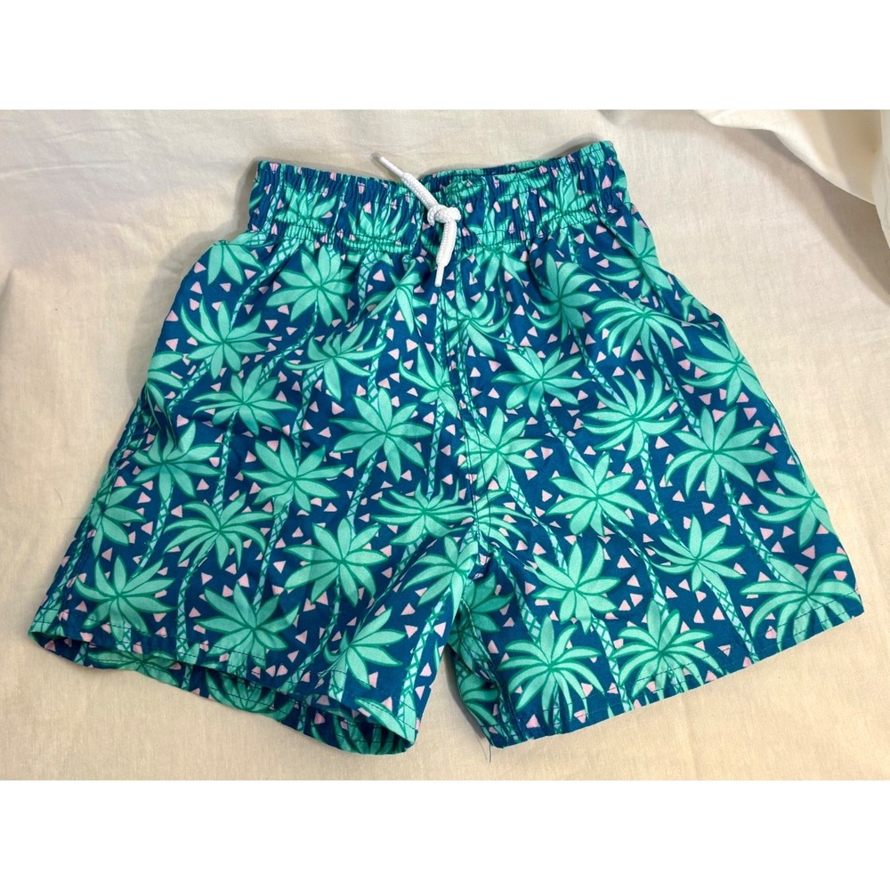 Floatimini Boys Blue Surfrider Rash Guard and Palm Tree Swim Trunks Set 4T - Picture 3 of 9
